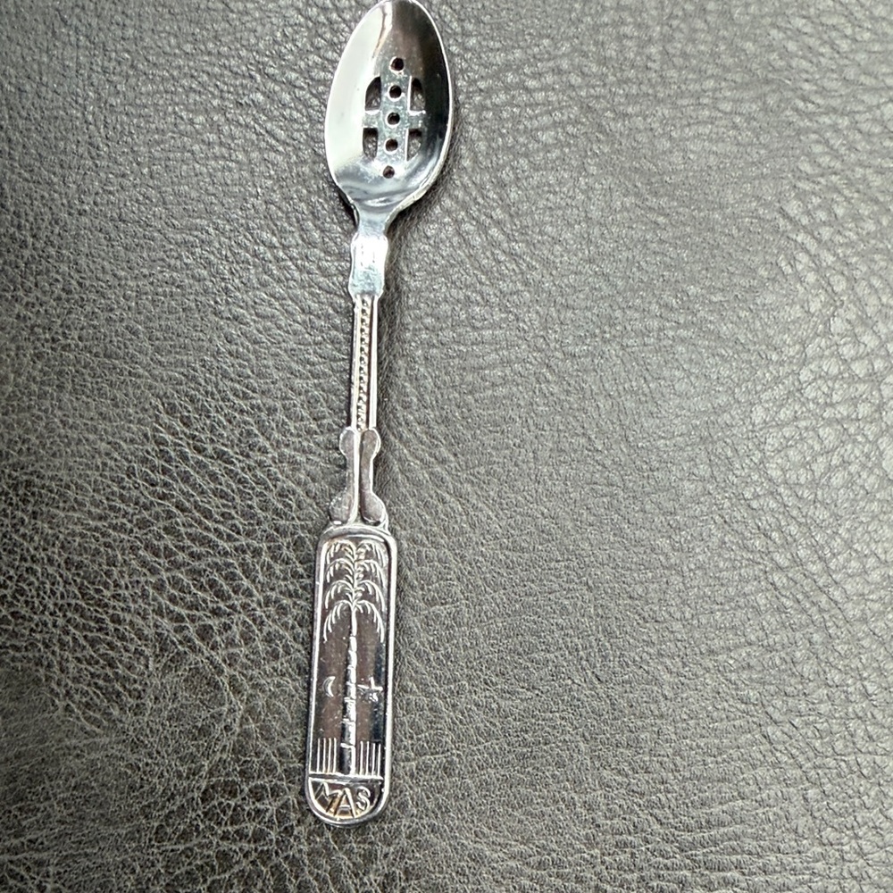Vintage Slotted Spoon with Palm Tree Design